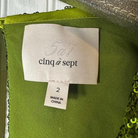Cinq a Sept Skylar Dress Lime Green Sequins - Picture 5 of 9